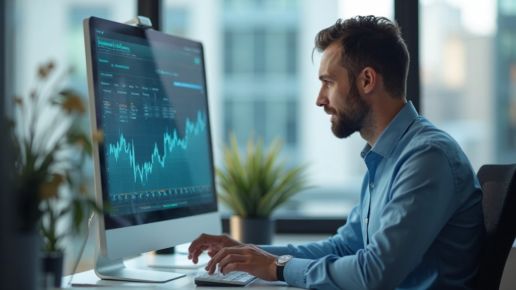 Аналитика данных инвестиционного портфеля на экране компьютера