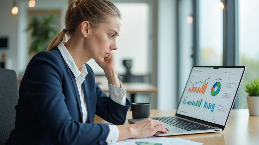 Изображение компьютера с открытым приложением для управления финансами, на экране видны графики расходов и доходов