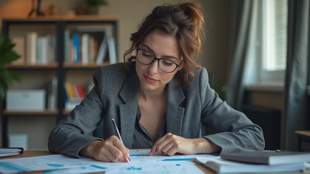 Аналитик изучает финансовые графики и данные на рабочем столе